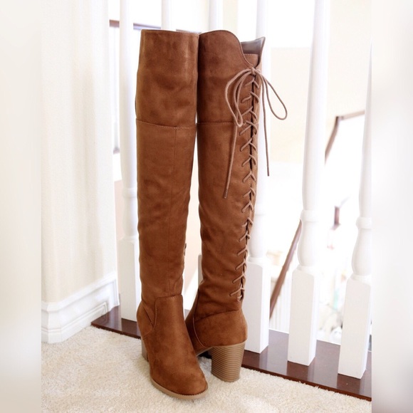 Soda Shoes - aspen-chestnut-suede-over the knee boots